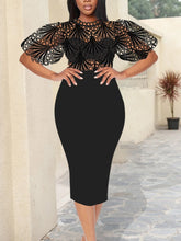 Pbong mid size graduation outfit romantic style teen swag clean girl ideas 90s latina aestheticWomen Dress Hollow Out Lace Patchwork Short Lantern Sleeve Sexy Package Hip Slim Party Celebrate Elegant Vestidos Event Date Out